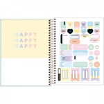 CADERNO TILIBRA COLEGIAL 177X240 HAPPY WITH 80 FOLHAS PASTEL VERDE