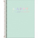 CADERNO TILIBRA COLEGIAL 177X240 HAPPY WITH 80 FOLHAS PASTEL VERDE