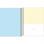 CADERNO TILIBRA COLEGIAL 177X240 HAPPY WITH 160 FOLHAS 10 MATÉRIAS PASTEL AZUL