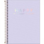 CADERNO TILIBRA COLEGIAL 177X240 HAPPY WITH 160 FOLHAS 10 MATÉRIAS PASTEL LILAS